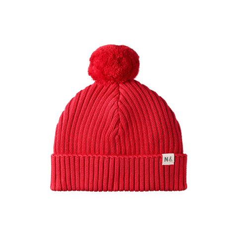 Nature Baby Forest Cotton Beanie Red (with pom pom)