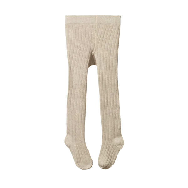 Nature Baby Organic Cotton Rib Tights Oatmeal Marle