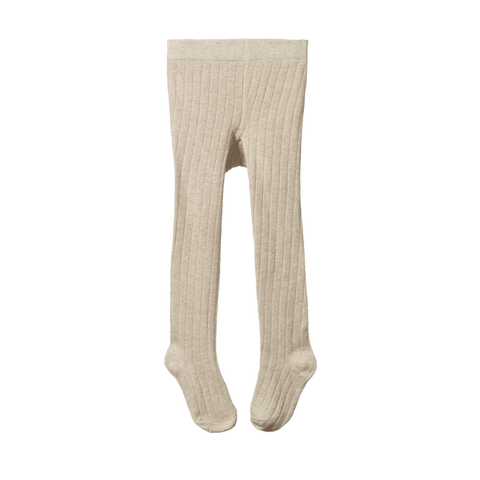 Nature Baby Organic Cotton Rib Tights Oatmeal Marle