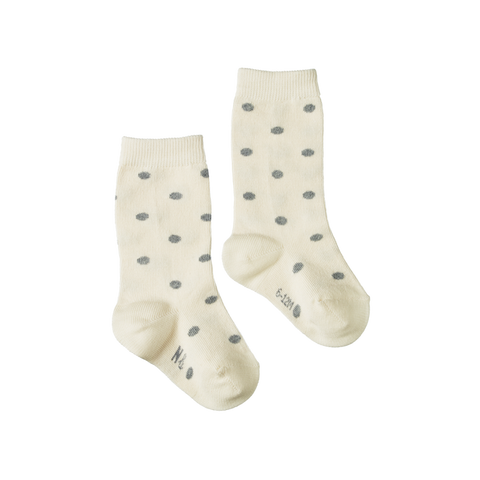 Nature Baby Organic Cotton Socks Grey Polka Dot