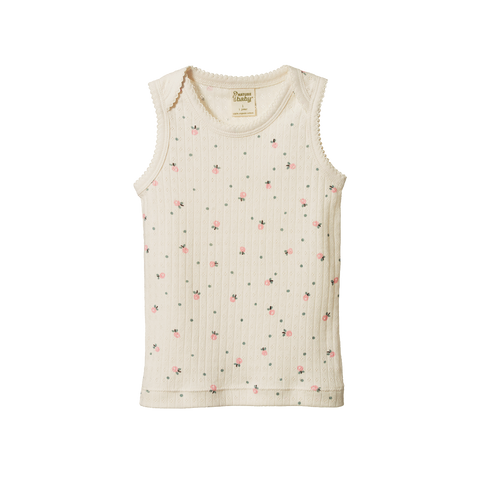 Nature Baby Pointelle Singlet Posey Blossom Print