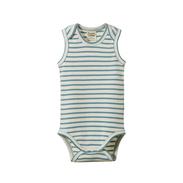 Nature Baby Singlet Bodysuit Mineral Sailor Stripe