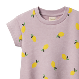 Nature Baby Short Sleeve Juno Romper Waffle Lilac Lemon