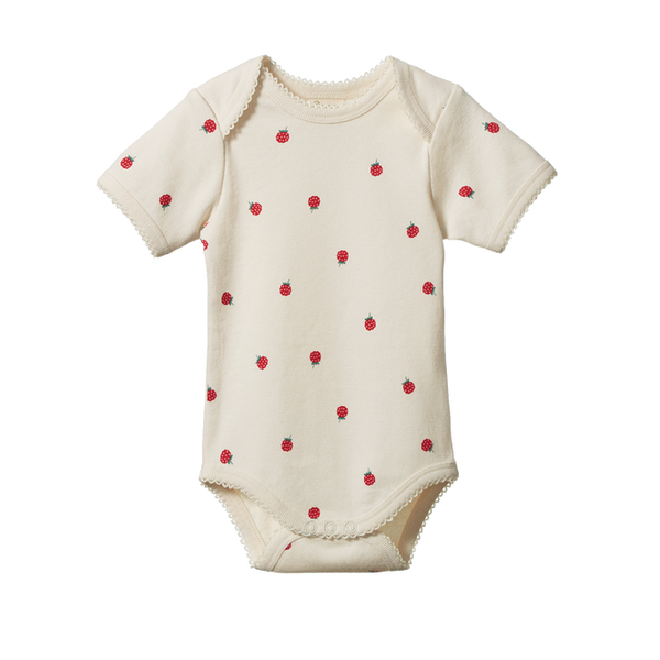 Nature Baby S/S Bodysuit Raspberry Print