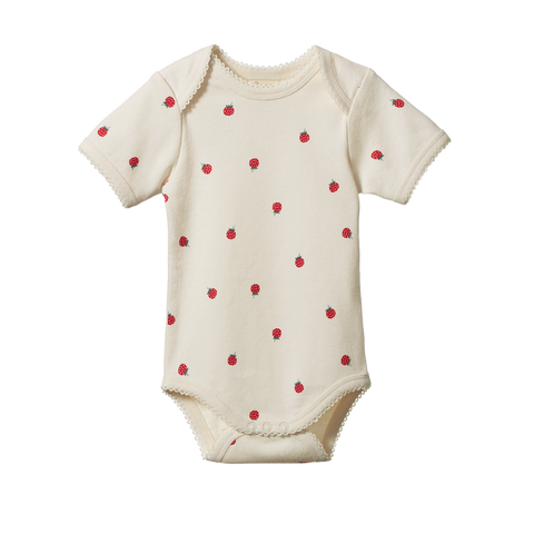 Nature Baby S/S Bodysuit Raspberry Print