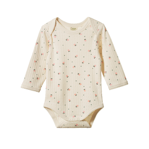 Nature Baby L/S Pointelle Bodysuit Posey Blossom Print