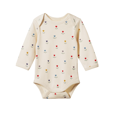 Nature Baby L/S Cotton Bodysuit Delphine Print