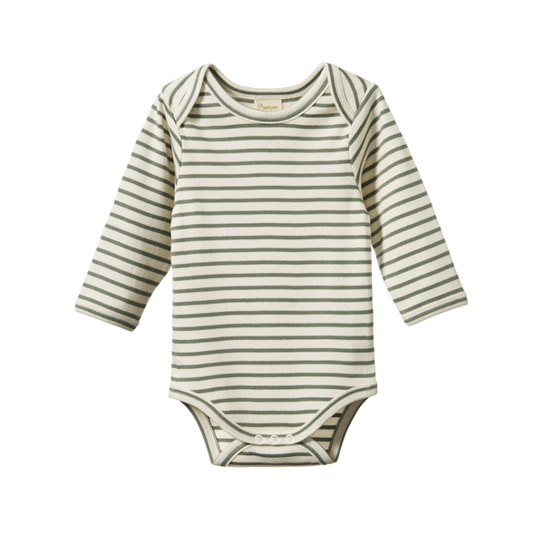 Nature Baby L/S Cotton Bodysuit - Nettle Sailor Stripe