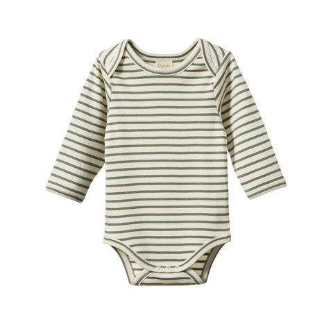 Nature Baby L/S Cotton Bodysuit - Nettle Sailor Stripe