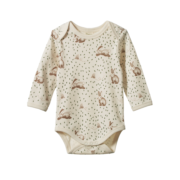 Nature Baby L/S Cotton Bodysuit Rabbitty Print