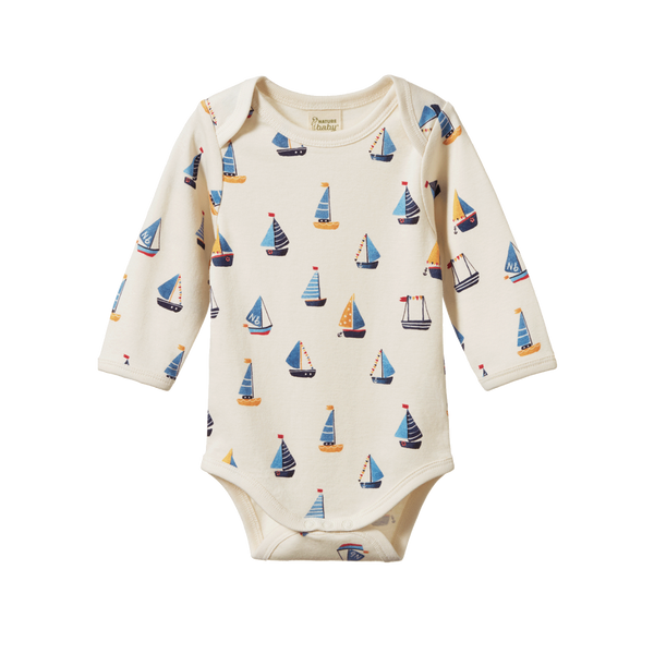 Nature Baby L/S Cotton Bodysuit Regatta Print