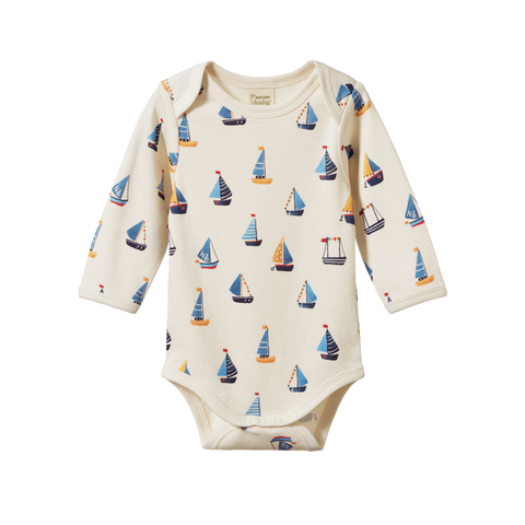 Nature Baby L/S Cotton Bodysuit Regatta Print