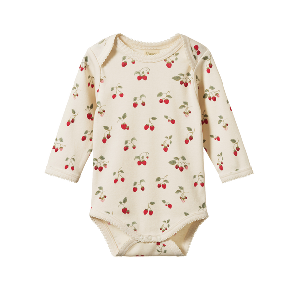 Nature Baby L/S Cotton Bodysuit Strawberry Blush Print