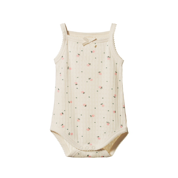 Nature Baby Pointelle Camisole Singlet Bodysuit Posey Blossom Print