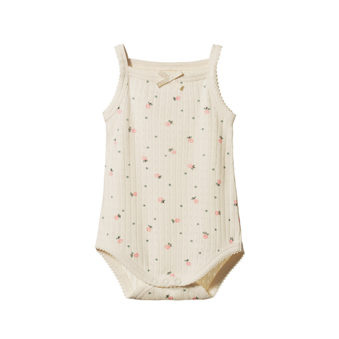 Nature Baby Pointelle Camisole Singlet Bodysuit Posey Blossom Print