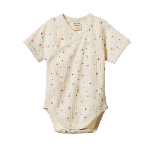 Nature Baby S/S Kimono Suit Pointelle Posey Blossom Print