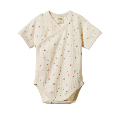 Nature Baby S/S Kimono Suit Pointelle Posey Blossom Print