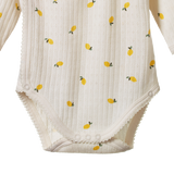 Nature Baby Pointelle Kimono Bodysuit Lemon Print