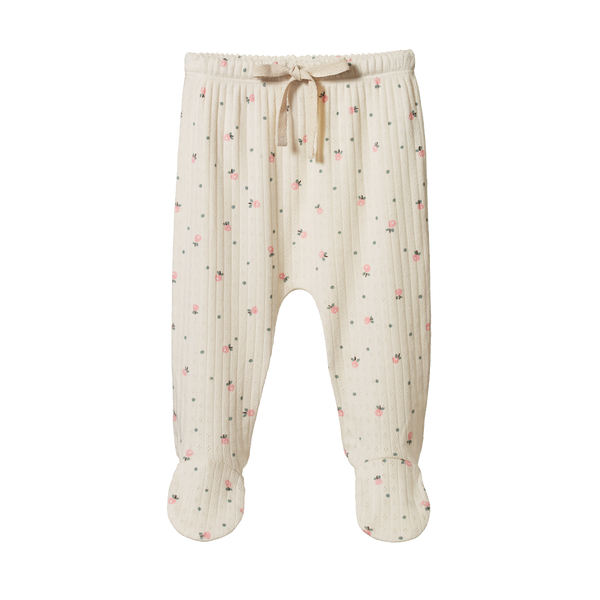 Nature Baby Footed Romper Pointelle Posey Blossom Print