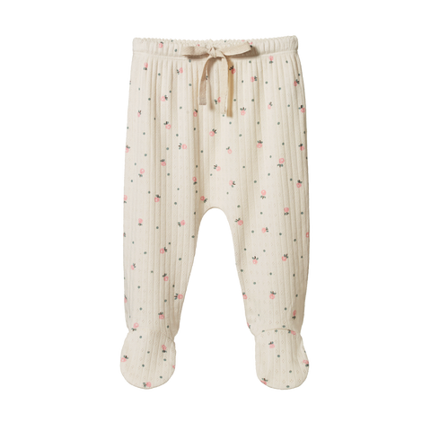 Nature Baby Footed Romper Pointelle Posey Blossom Print
