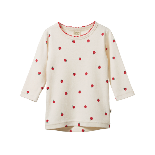 Nature Baby Long Sleeve Cloud Tee Raspberry Print