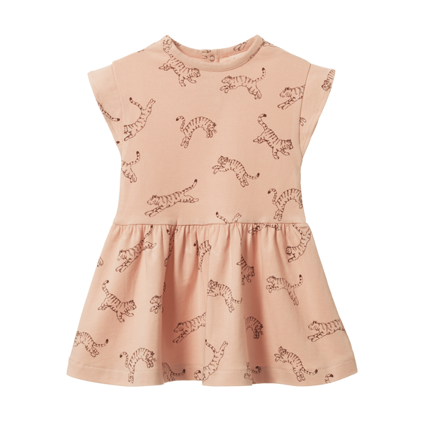 Nature Baby Twirl Dress Leaping Tigers Rose Dust