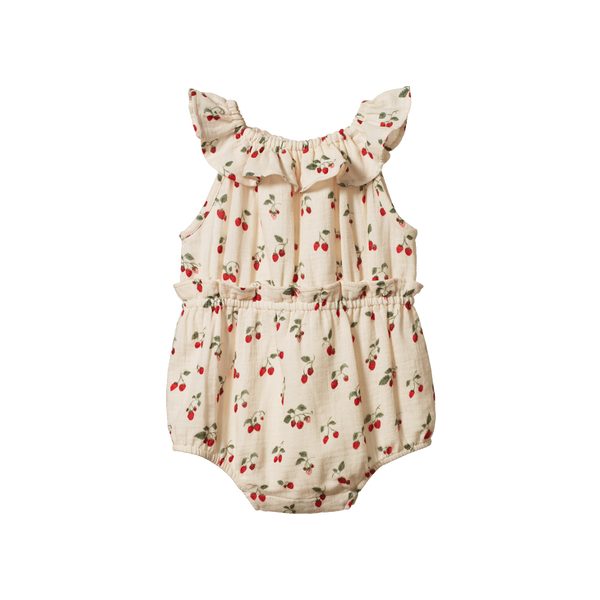 Nature Baby Plum Suit Muslin Strawberry Blush Print