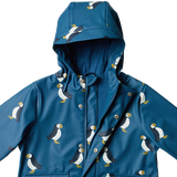 Nature Baby Raincoat Puffin Teal Print