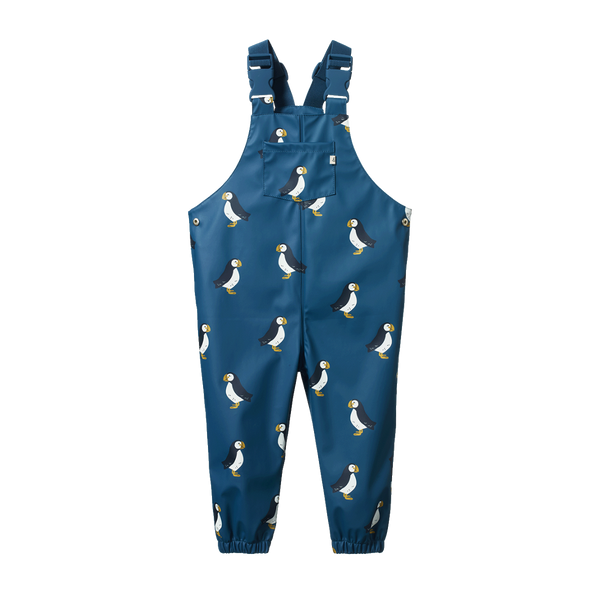 Nature Baby Splash Overalls Puffin Teal Print