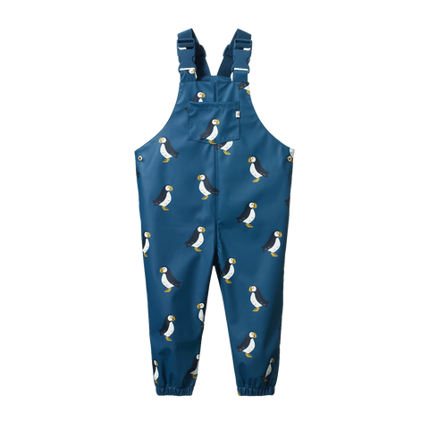 Nature Baby Splash Overalls Puffin Teal Print