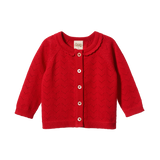 Nature Baby Piper Cardigan Raspberry Red Pointelle