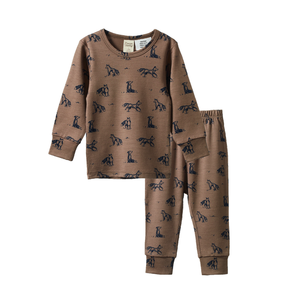 Nature Baby Long Sleeve 2 Piece Merino Pyjama Foxy Print