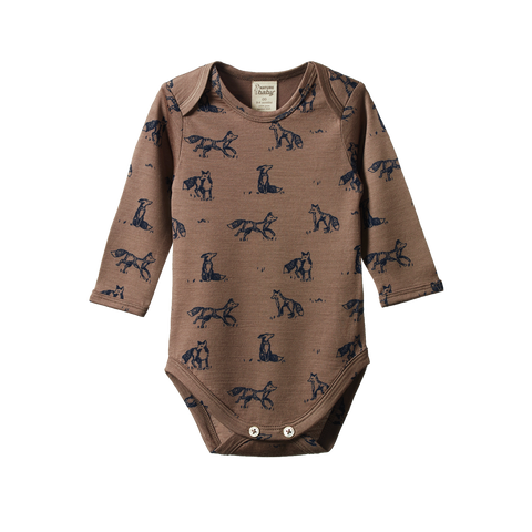 Nature Baby Essentials Merino Long Sleeve Bodysuit Foxy Print