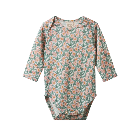 Nature Baby Essentials Merino Long Sleeve Bodysuit Garland Print