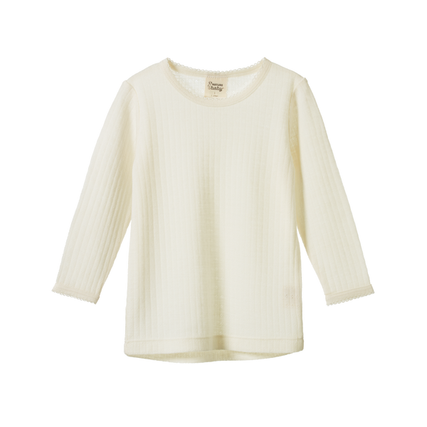 Nature Baby Merino Essentials L/S Cloud Pointelle Tee Natural