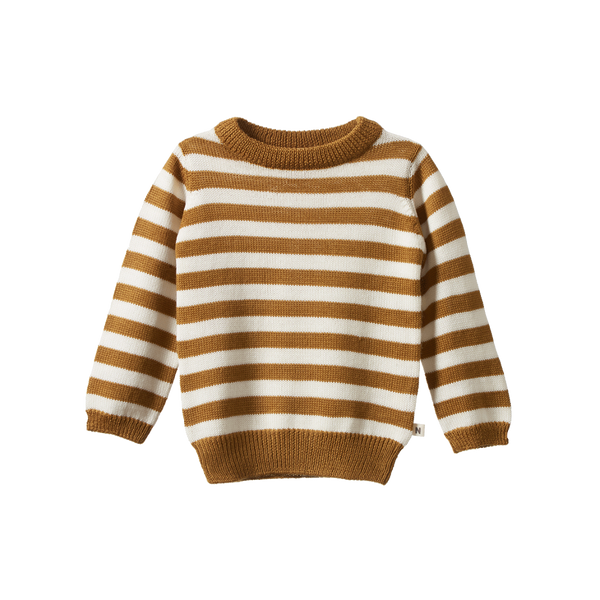 Nature Baby Merino Knit Pullover Toffee Bold Stripe