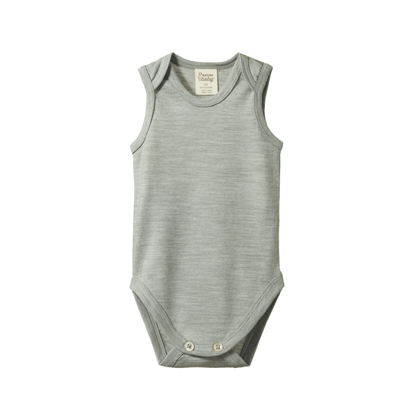 Nature Baby Merino Singlet Bodysuit Grey Marle