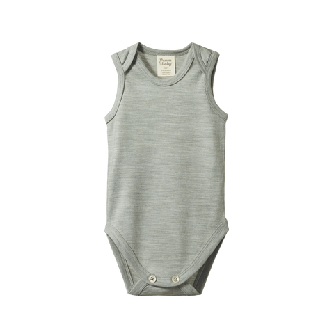 Nature Baby Merino Singlet Bodysuit Grey Marle