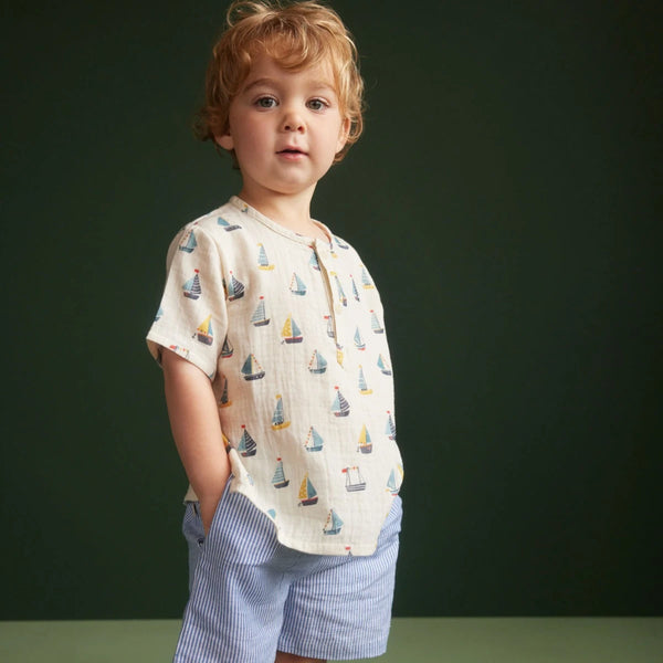 Nature Baby Caravan Shirt Muslin Regatta Print