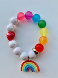 Red Bobble Bright Rainbow Bracelet