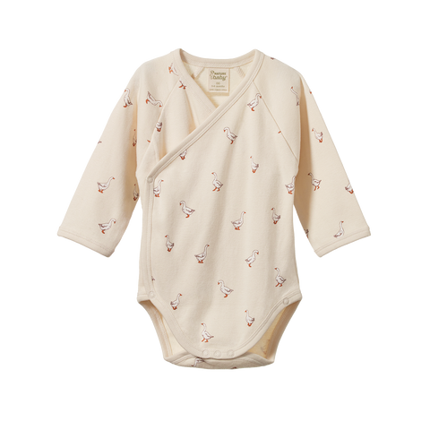 Nature Baby Long Sleeve Kimono Bodysuit Goosey Print