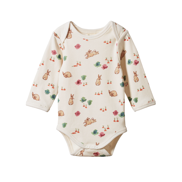 Nature Baby L/S Cotton Bodysuit Country Bunny Print