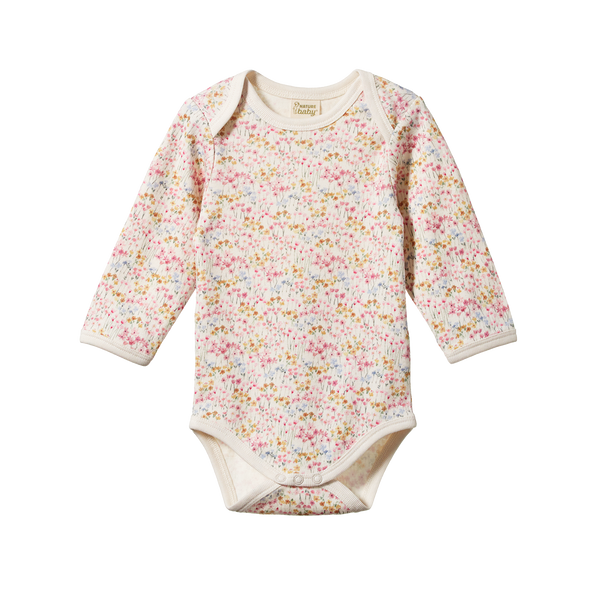 Nature Baby L/S Cotton Bodysuit Wildflower Mountain Print