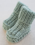 Knitted by Nana Cuffed Booties Pale Eucalypt