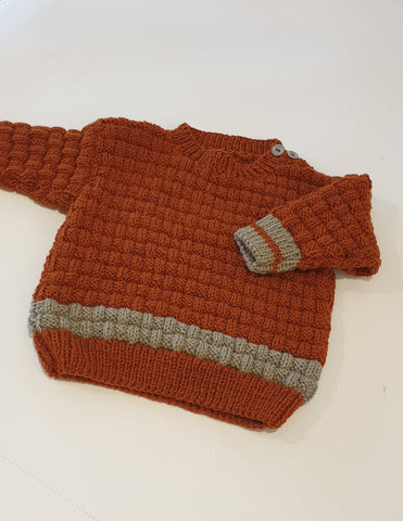 Knitted by Nana Jumper Copper/Koala 3-6M