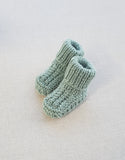 Knitted by Nana Cuffed Booties Pale Eucalypt