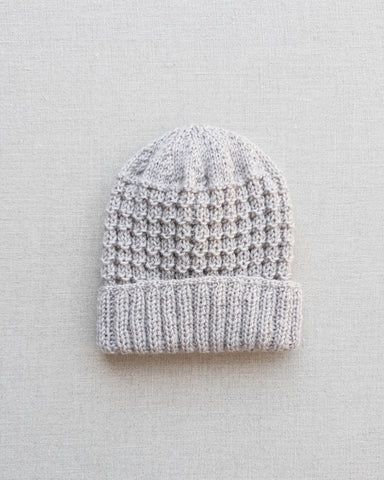 Knitted by Nana Merino Cuff Beanie Pearl