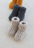 Knitted by Nana Cuffed Booties Stone