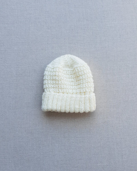 Knitted by Nana Merino Cuff Beanie Cream