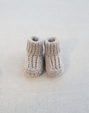 Knitted by Nana Cuffed Booties Stone